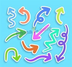 彩色箭头贴纸矢量素材